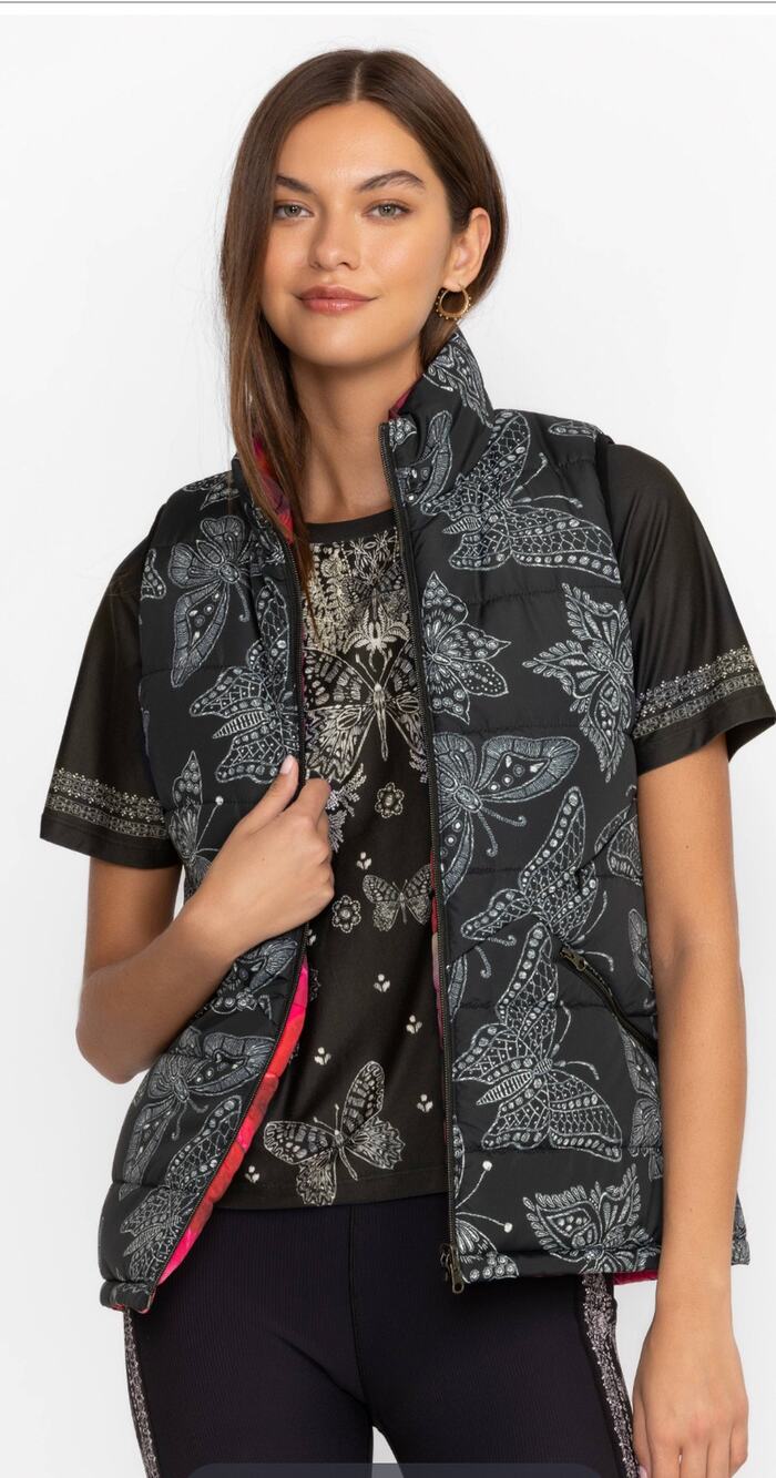Johnny Was Braemar Reversible Puffer Vest L